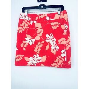 Rafaella Skirt Womens Size 10 Salmon Pink Floral Elastic Stretch‎ Tropical Beach